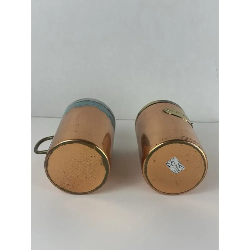 Salt & Pepper Shakers Copper And Brass Set VTG Country Decor
